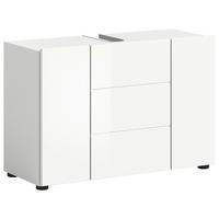 Waschbeckenunterschrank Vira - Weiß Hochglanz/Schwarz, MODERN, Holzwerkstoff (82/56/34cm) - MID.YOU
