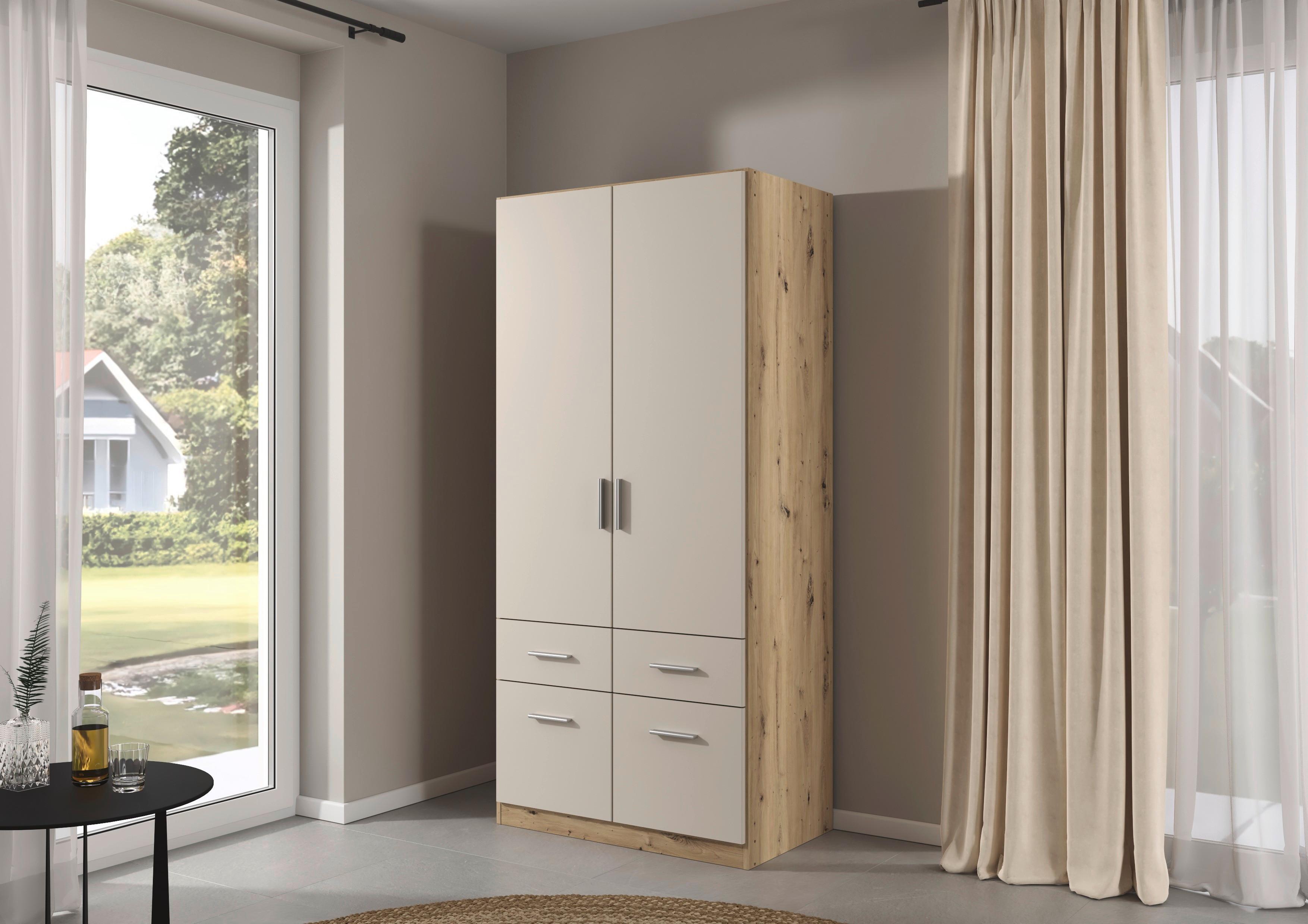 Kleiderschrank Celle Matt Champagner B: 91 cm - Champagner/Eiche Artisan, Trend, Holzwerkstoff (91/197/54cm)