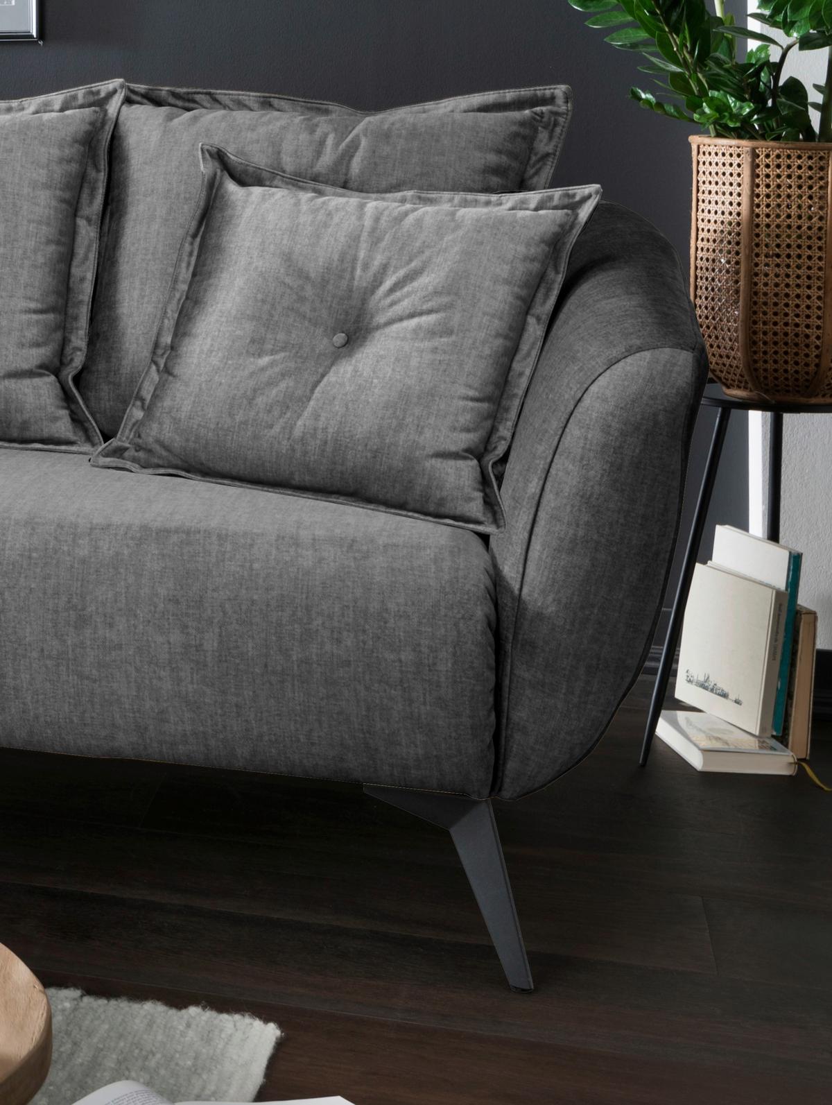 Ecksofa Baggio mit Kissen Textil Grau - Schwarz/Grau, MODERN, Holz/Textil (227/94/162cm) - Livetastic