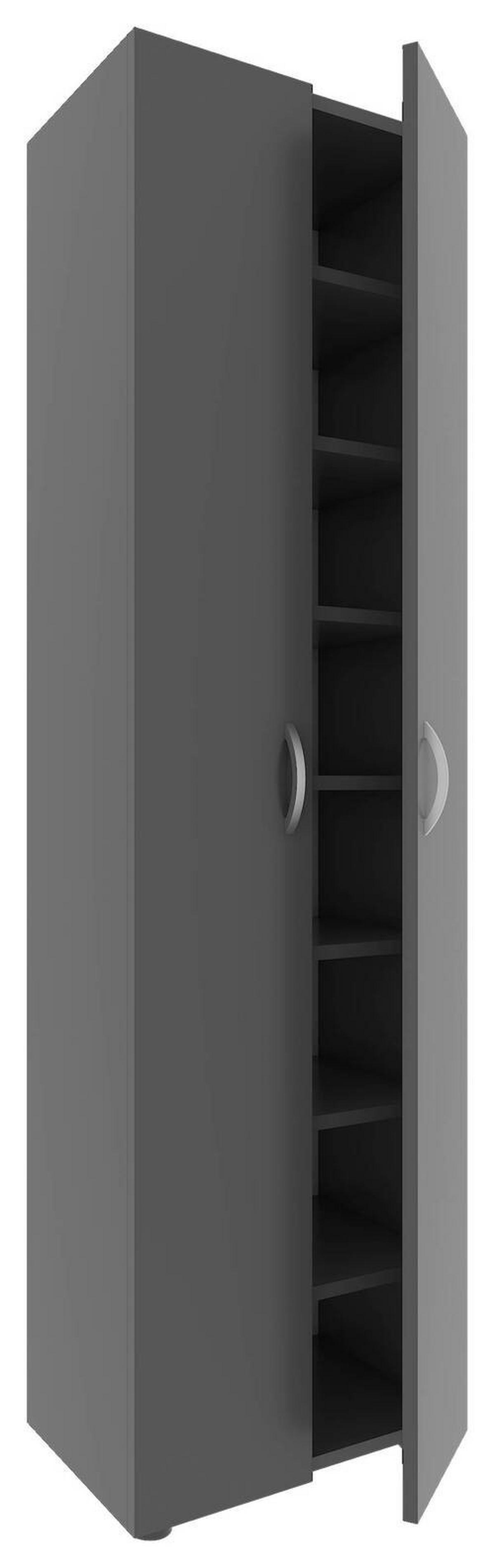 Botník ULAS antracit - šedá/antracitová, Moderní, kov/kompozitní dřevo (49/173/30cm) - MID.YOU
