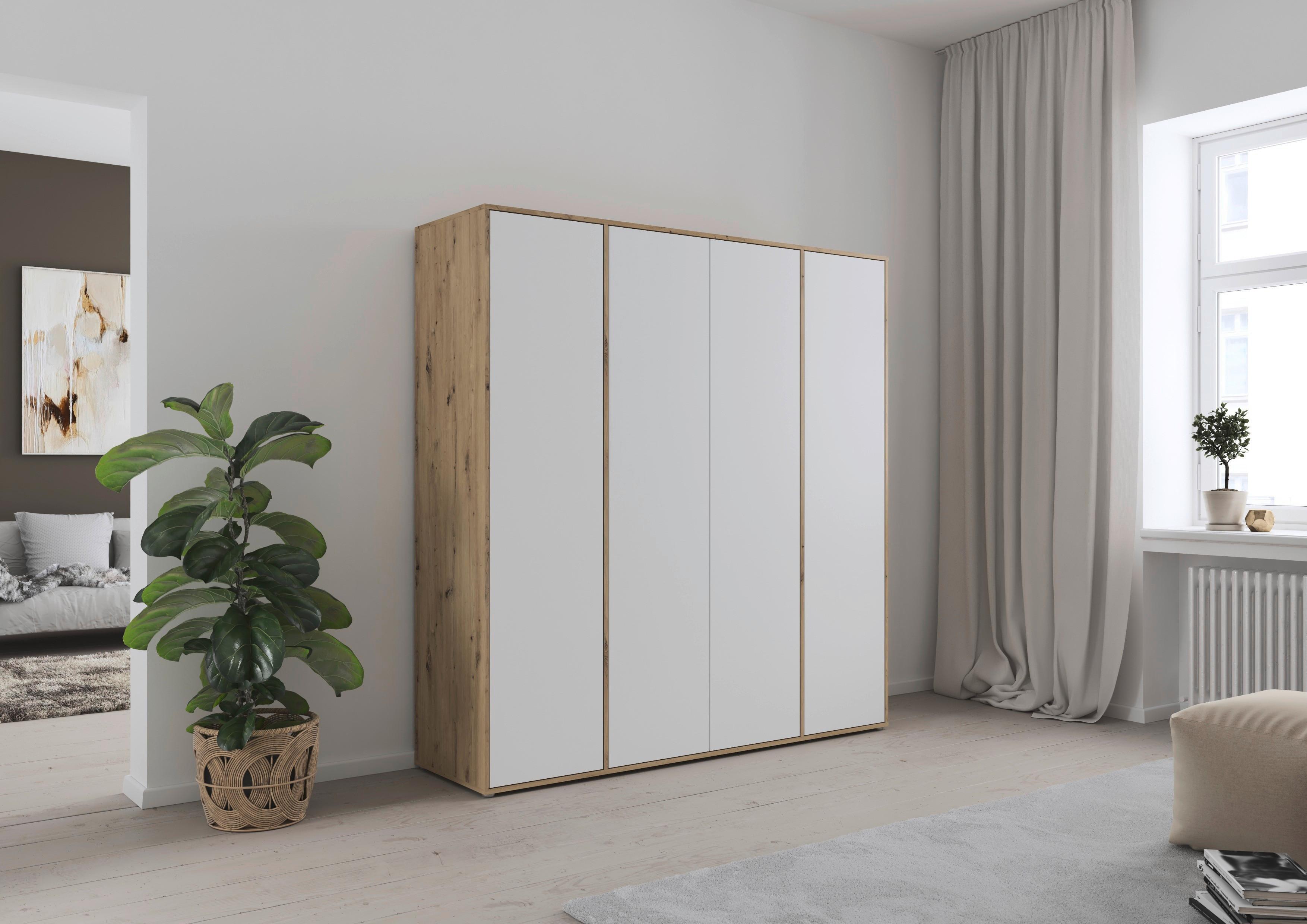 Drehtürenschrank Nabila Eiche Artisan Dek. Weiß - Weiß/Eiche Artisan, MODERN, Holzwerkstoff (187/194/53cm) - Rauch Möbel
