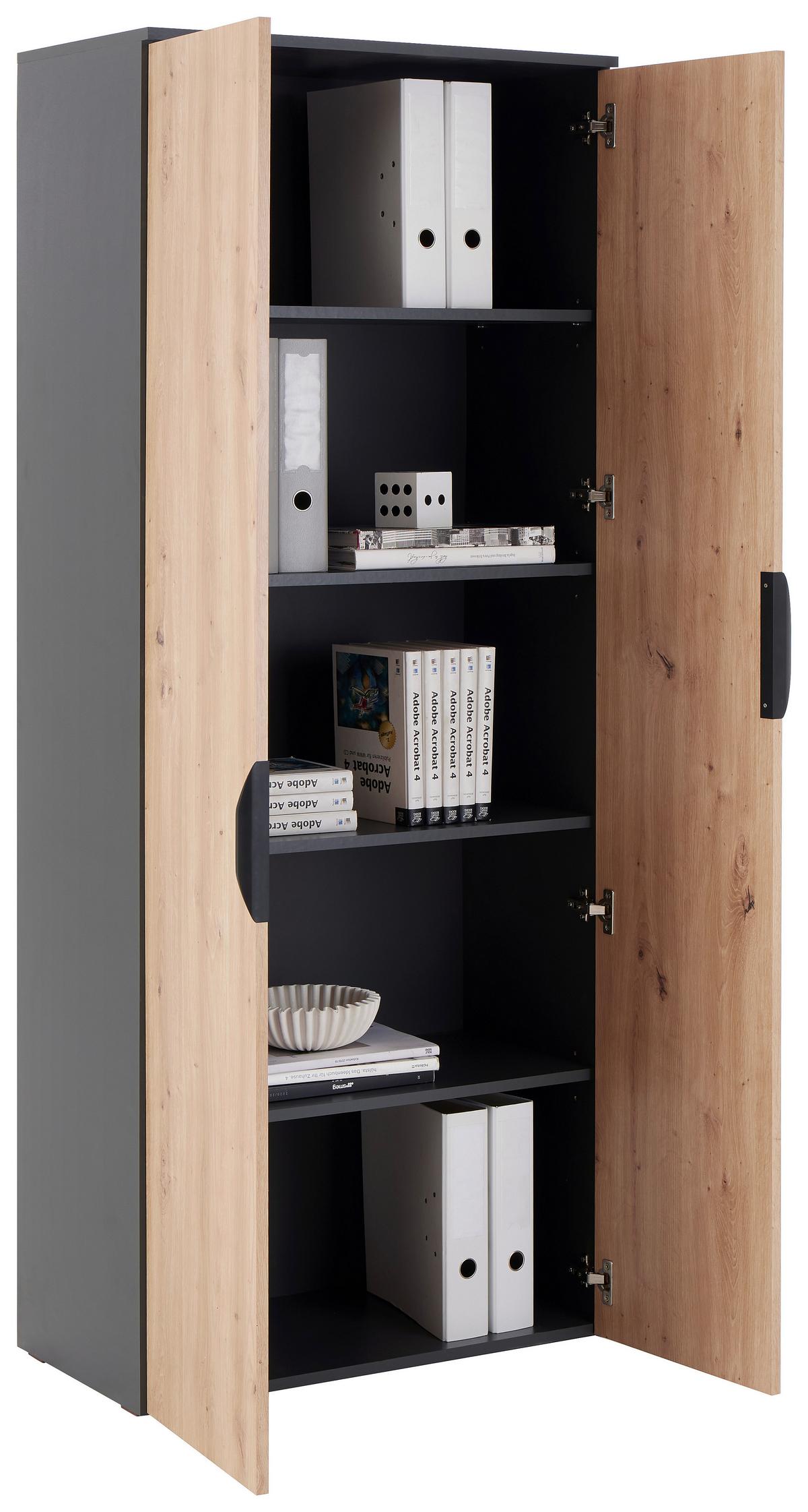 Aktenschrank Carlos 2-Türig Eiche Artisan, B: 75 cm - Anthrazit/Eiche Artisan, Trend, Holzwerkstoff (75/182,1/40cm)