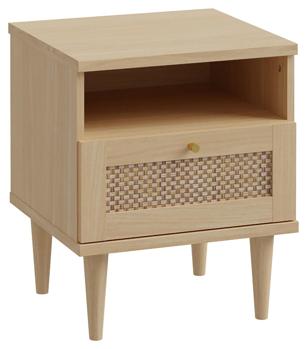 NOČNÍ STOLEK CALASETTA - barvy dubu/barvy zlata, Natur, kov/dřevo (45,4/54,4/41,4cm)