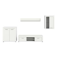 Wohnwand Jam Weiß B: 330 Cm - Schwarz/Weiß, Design, Glas/Holzwerkstoff (330/169/35cm) - MID.YOU