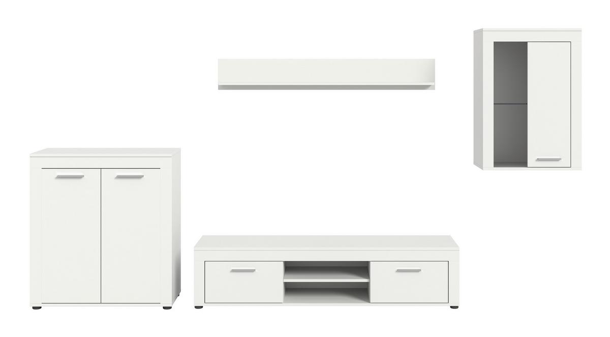 Wohnwand Jam Weiß B: 330 Cm - Schwarz/Weiß, Design, Glas/Holzwerkstoff (330/169/35cm) - MID.YOU