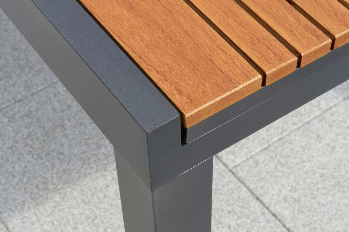 Gartentischgruppe Astros 5 -Teilig. Graphitfarben/Natur - Graphitfarben/Naturfarben, KONVENTIONELL, Kunststoff/Metall - Gardenson