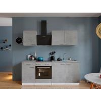 Küchenblock Malia B: 210 cm Grau, mit Geräte - Weiß/Grau, Basics, Holzwerkstoff (210cm) - Respekta