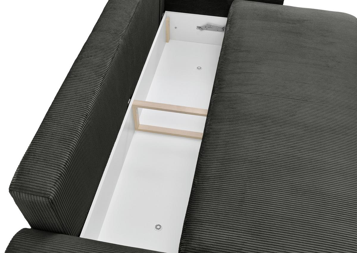 Rozkladacia pohovka KIM, čierny menčester - čierna, Modern, drevo (234/90/103cm)
