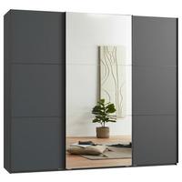Schwebetürenschrank Indian A Grafit Dekor/spiegel, B:250cm - Graphitfarben, KONVENTIONELL, Glas/Holzwerkstoff (250/216/65cm)