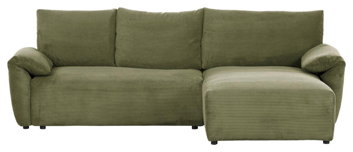 Ecksofa Cuty Dunkelgrün S: 266x180 cm - Dunkelgrün/Schwarz, KONVENTIONELL, Textil (266/180cm) - MID.YOU