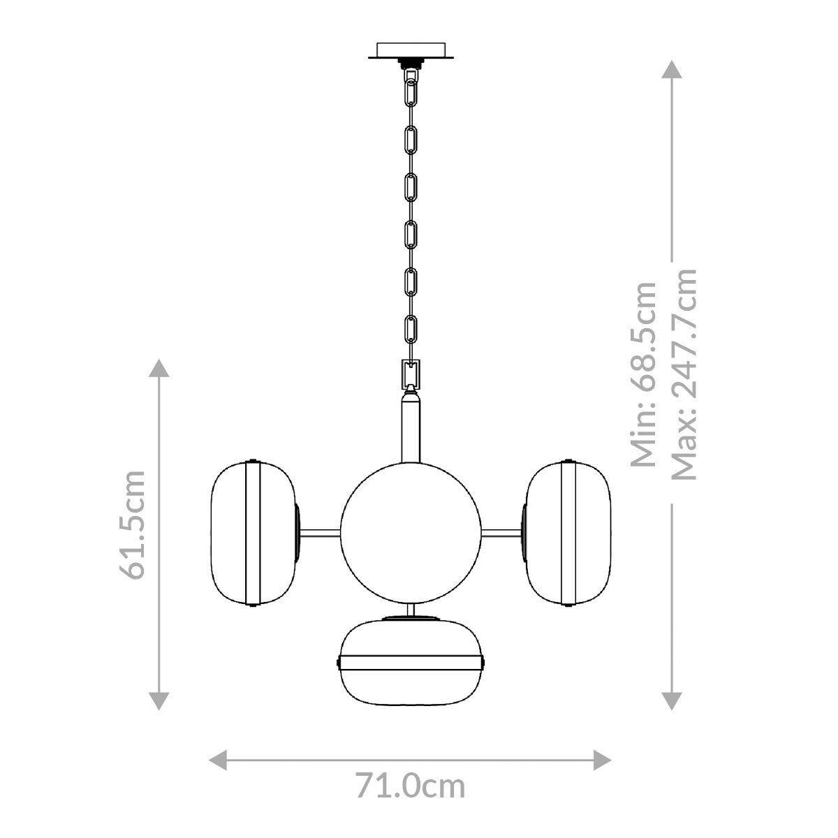 Függeszték Qn-Nottingham-5p-Ab - sárgarézszínű, Konventionell, üveg/fém (71/68,5cm) - Elstead Lighting
