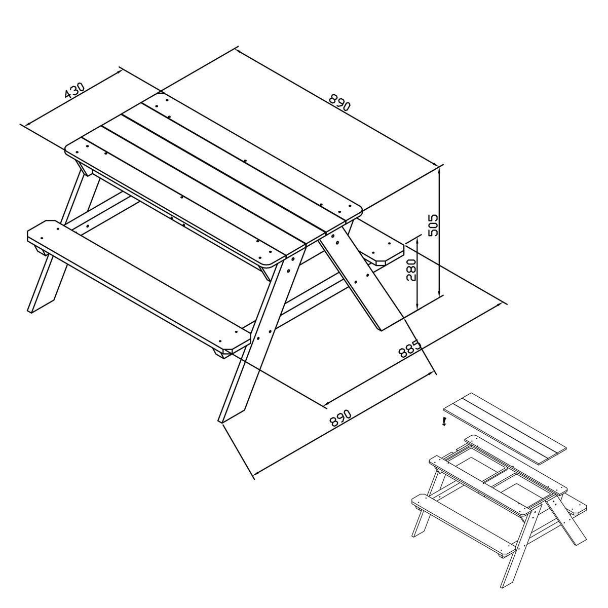Sand- und Wassertisch C052.005.00 - Braun, KONVENTIONELL, Holz/Kunststoff (89/50,5/89cm) - Ambia Garden