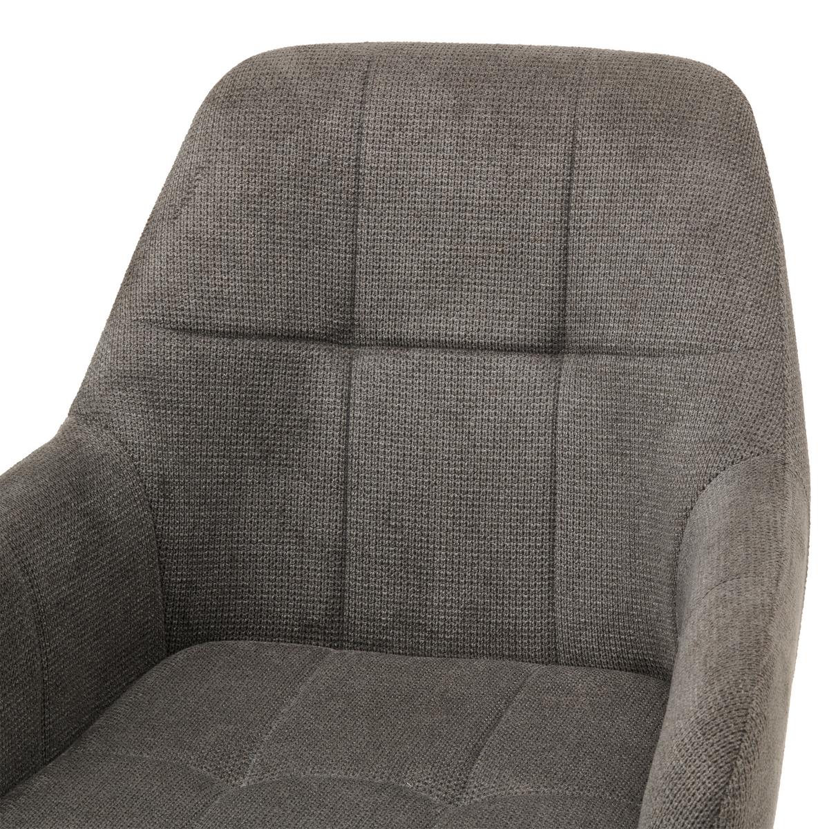 Armlehnstuhl Mira Webstoff Dunkelgrau, B: 58 cm - Dunkelgrau/Schwarz, KONVENTIONELL, Textil/Metall (58/88/63cm) - MID.YOU