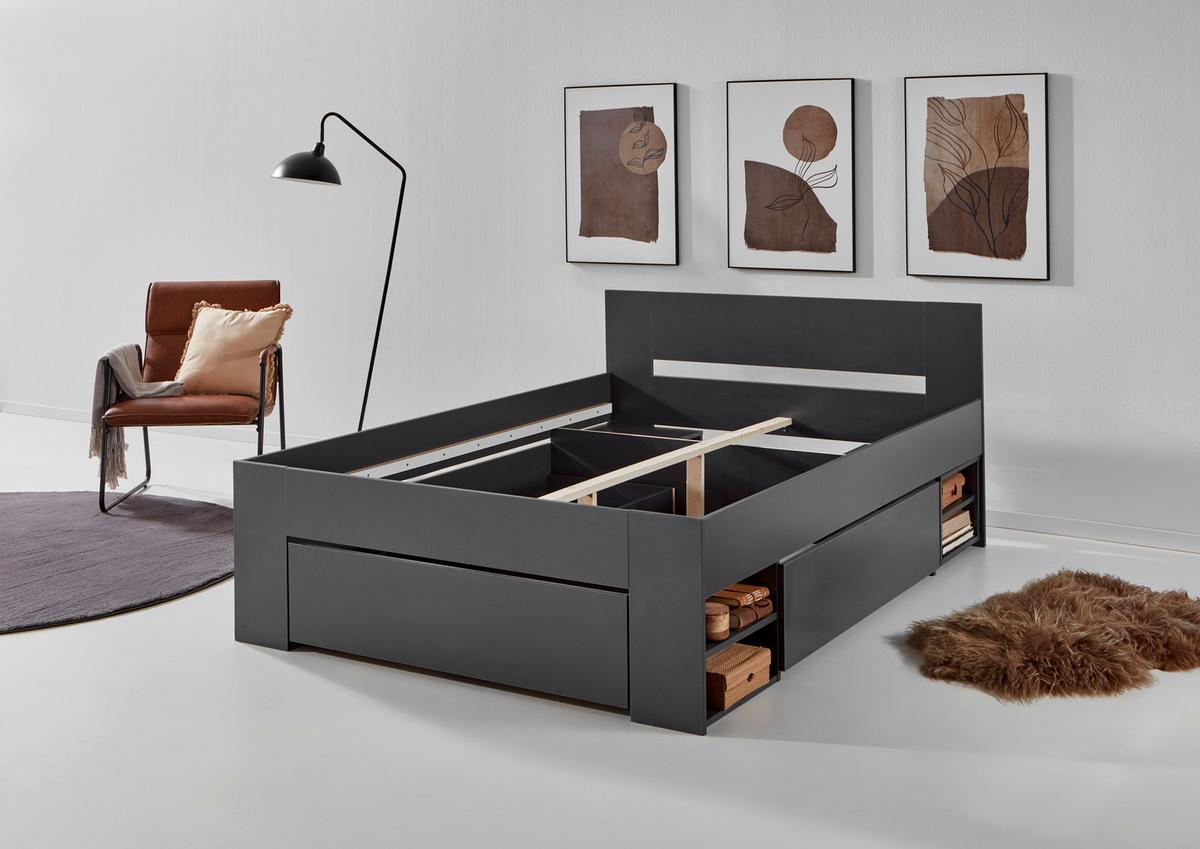 Ágykeret Azurro 140/200 Cm - antracit, Modern, faalapú anyag (140/200cm)