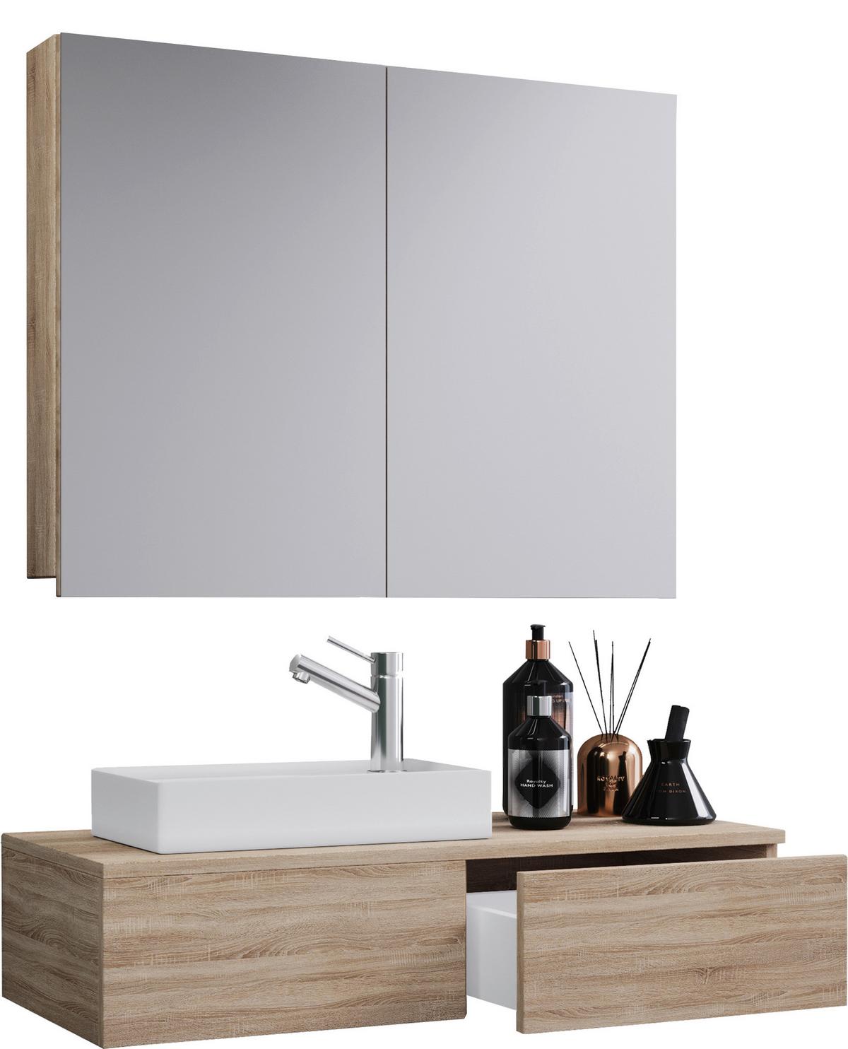 Badezimmer Gudas Sonoma Eiche B: 85 cm - Weiß/Sonoma Eiche, MODERN, Keramik/Holzwerkstoff (85cm) - MID.YOU