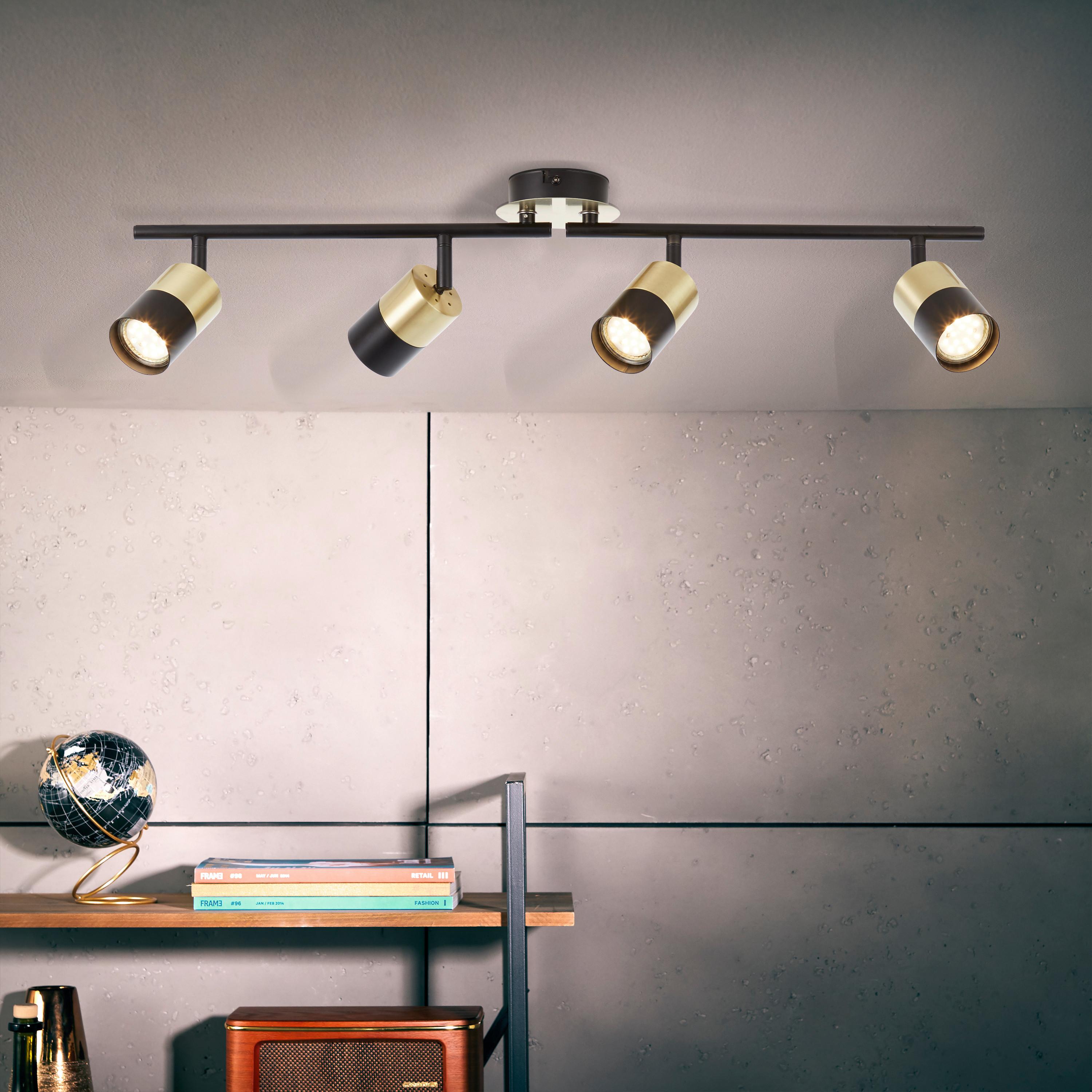 Deckenleuchte Maribel L: 76,5 Cm Schwenkbar - Messingfarben/Schwarz, Design, Metall (76,5/16,8/18cm) - Brilliant