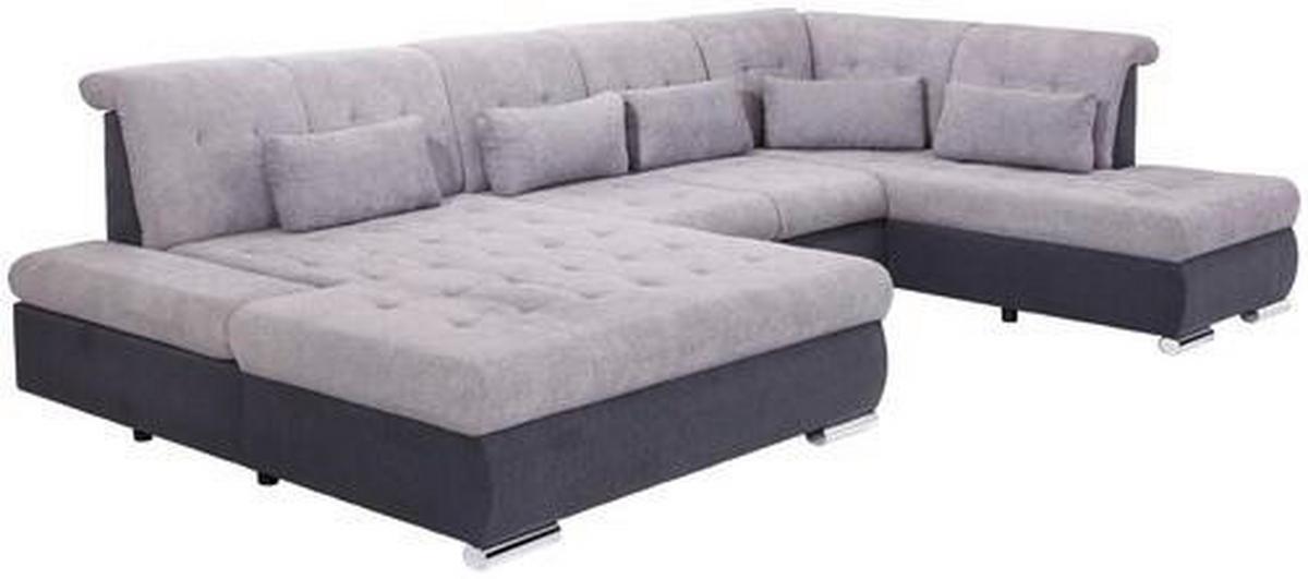 Wohnlandschaft mit Schlaffunktion Madera Webstoff - Anthrazit/Silberfarben, MODERN, Kunststoff/Textil (190/358/212cm) - Ondega