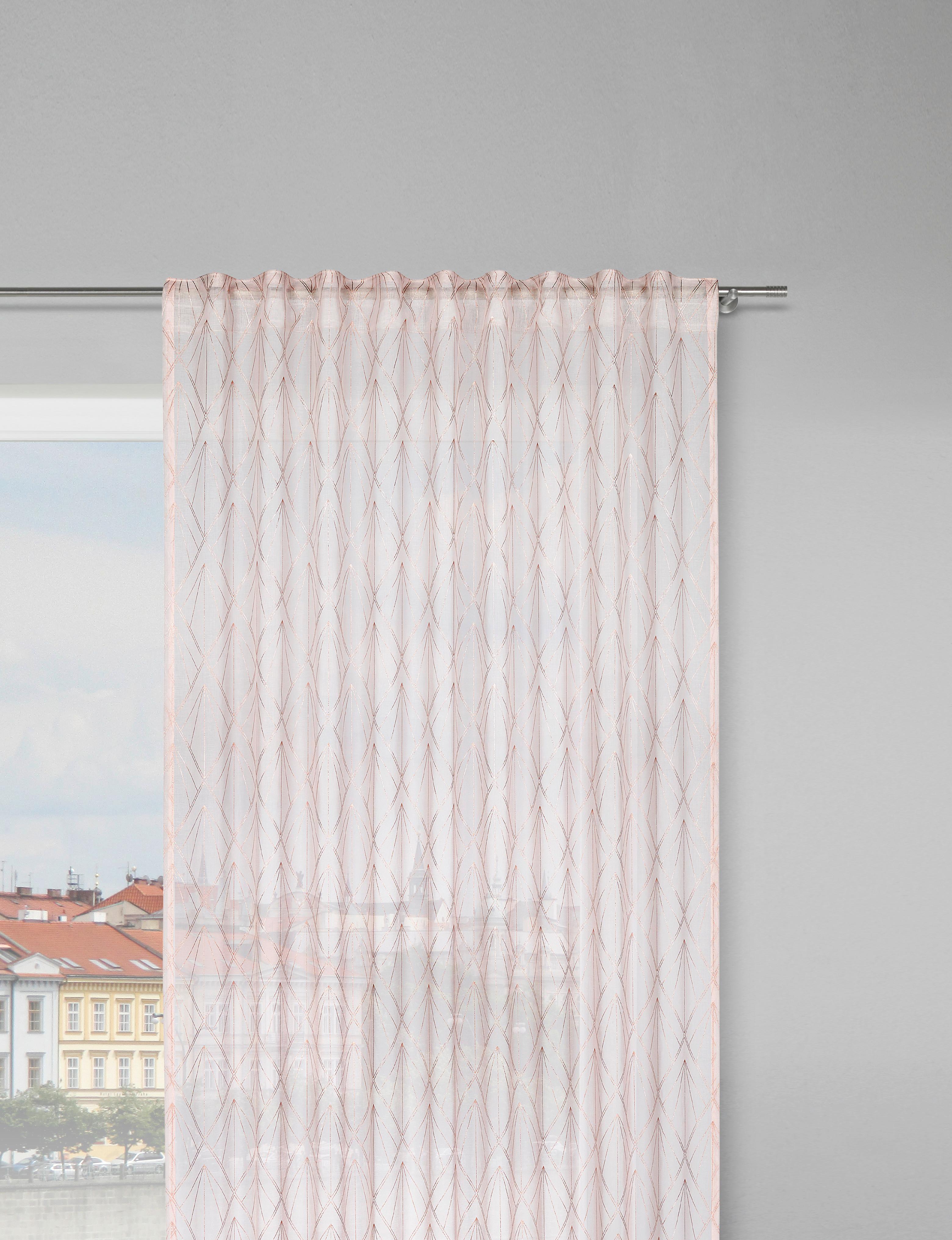HOTOVÝ ZÁVĚS Esther, 135/245cm - barva růžového zlata/růžová, Romantický / Rustikální, textil (135/245cm) - Modern Living