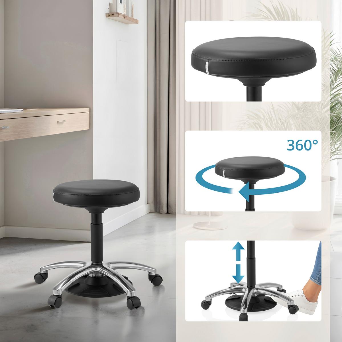 DREHHOCKER Operator Step Schwarz B: 55cm - Silberfarben/Schwarz, MODERN, Kunststoff/Metall (55/61/40cm) - MID.YOU