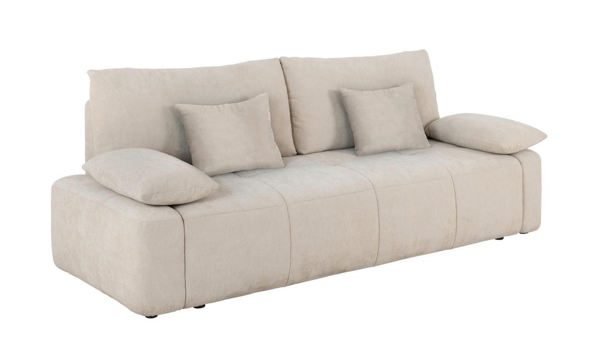 Schlafsofa Hello Lux 3Dl Beige B: 240cm - Beige/Schwarz, Design, Textil (240/93/108cm) - MID.YOU