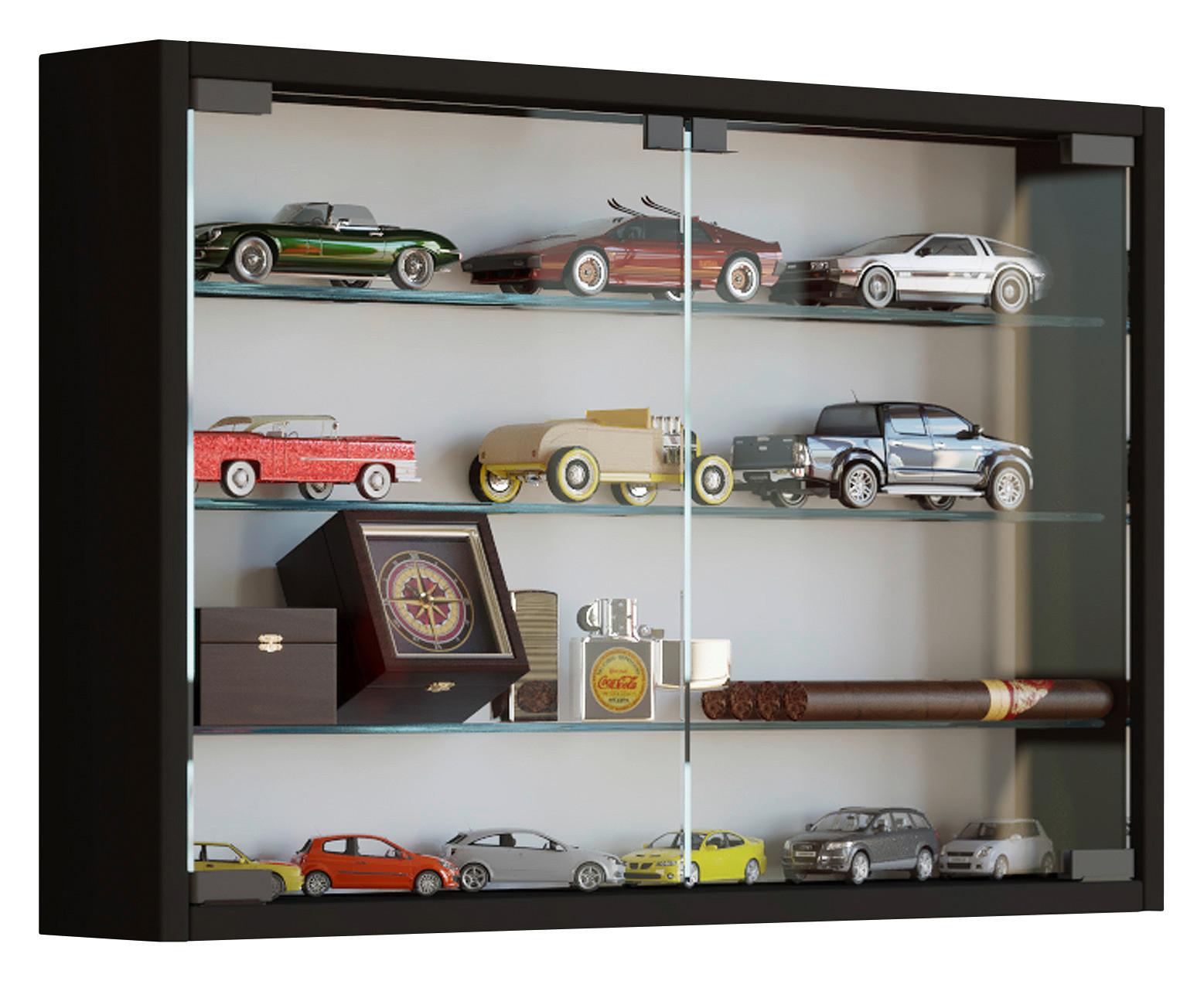 Hängevitrine Mandosa M B: 60cm Schwarz Mit Sicherheitsglas - Transparent/Schwarz, KONVENTIONELL, Glas/Holzwerkstoff (60/40/10cm) - MID.YOU