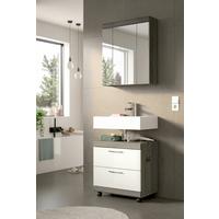 BADEZIMMER Scout Grau/Weiß HG B: 60cm - Weiß Hochglanz/Schwarz, Trend, Glas/Holzwerkstoff (60cm) - MID.YOU