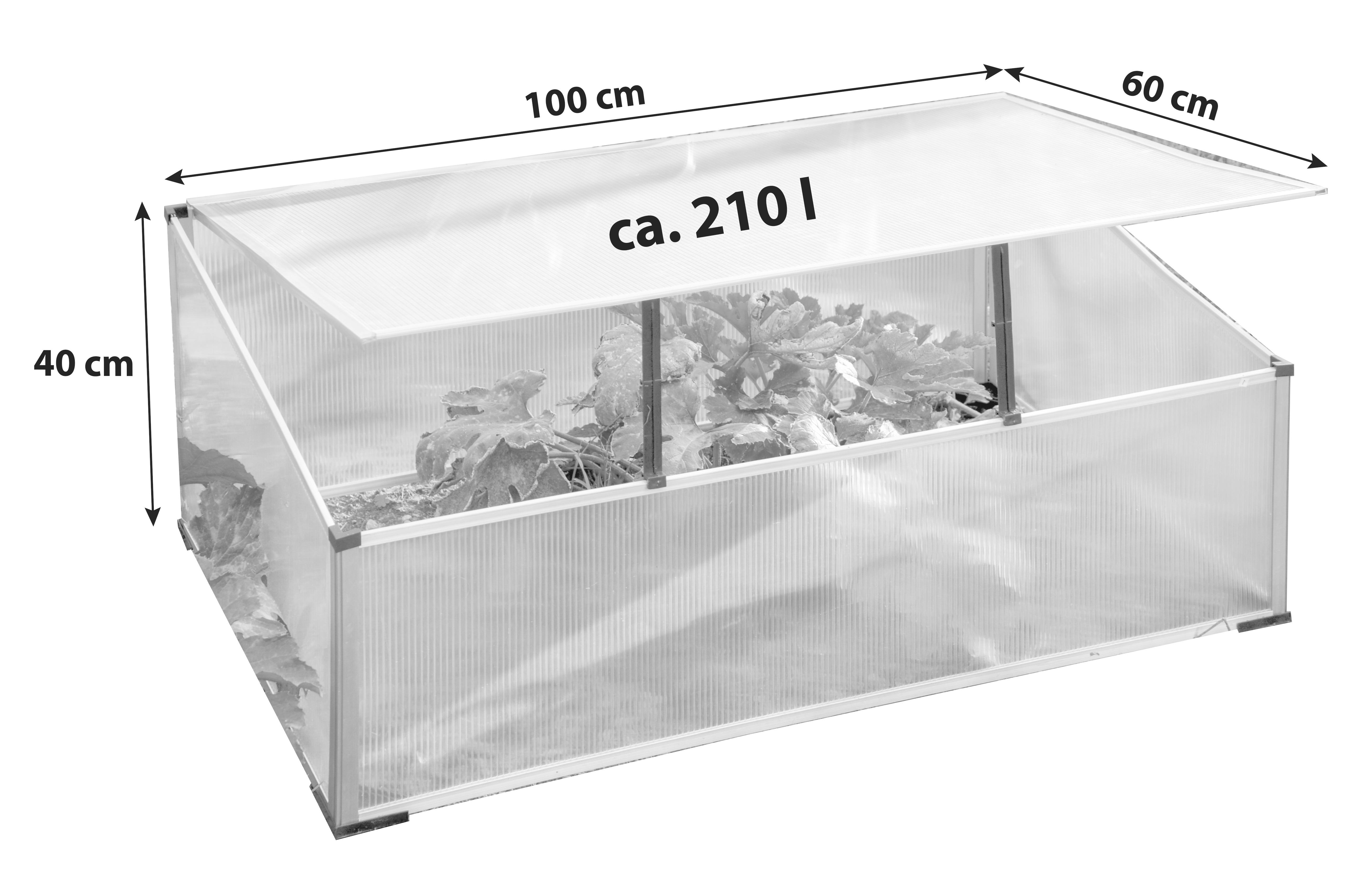 Rechteckiges Frühbeet aus transparentem Kunststoff