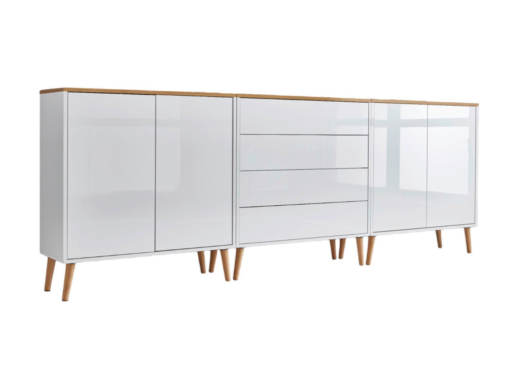 Sideboard Mailand5b:237cm Weiß/eiche - Weiß Hochglanz/Eiche Artisan, MODERN, Holzwerkstoff (237/86/33cm) - MID.YOU