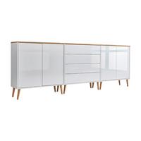 Sideboard Mailand5b:237cm Weiß/eiche - Weiß Hochglanz/Eiche Artisan, MODERN, Holzwerkstoff (237/86/33cm) - MID.YOU