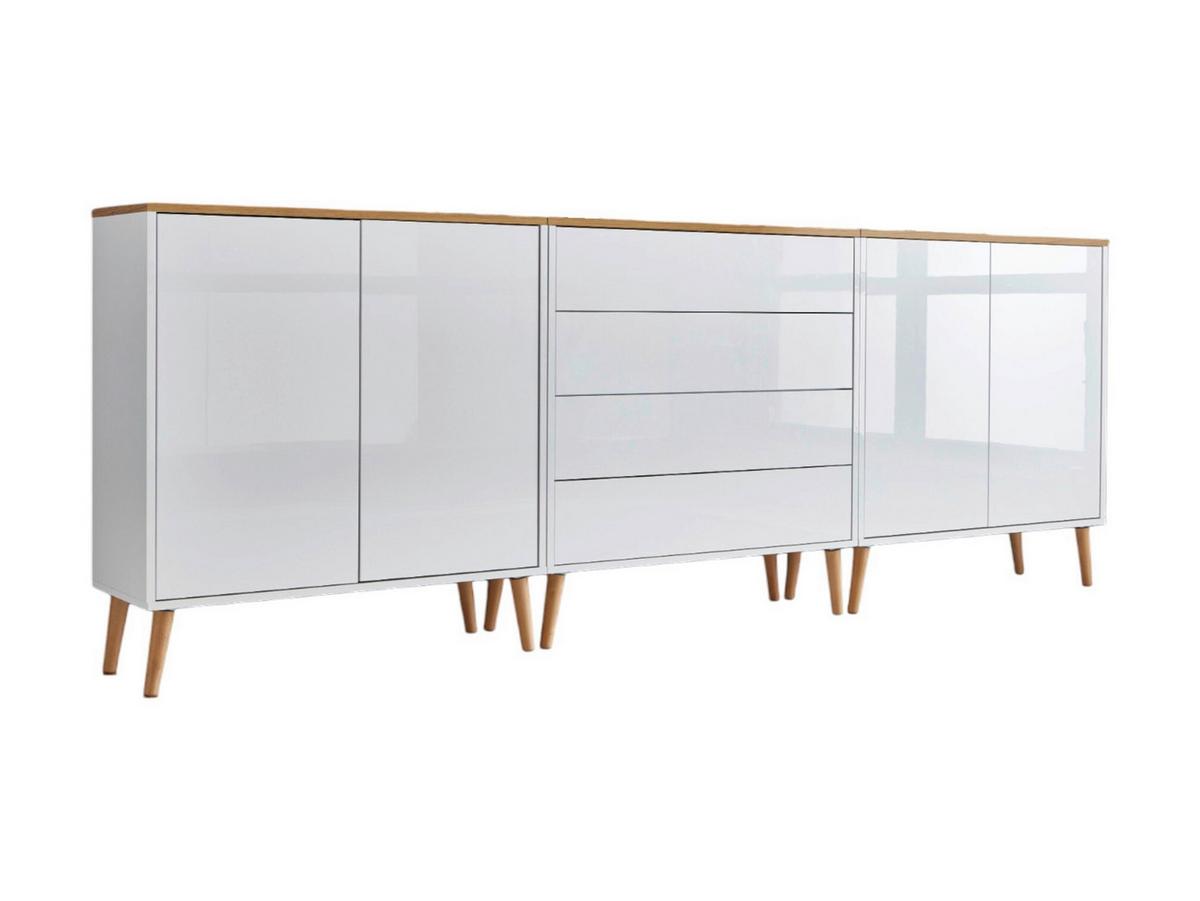 Sideboard Mailand5b:237cm Weiß/eiche - Weiß Hochglanz/Eiche Artisan, MODERN, Holzwerkstoff (237/86/33cm) - MID.YOU