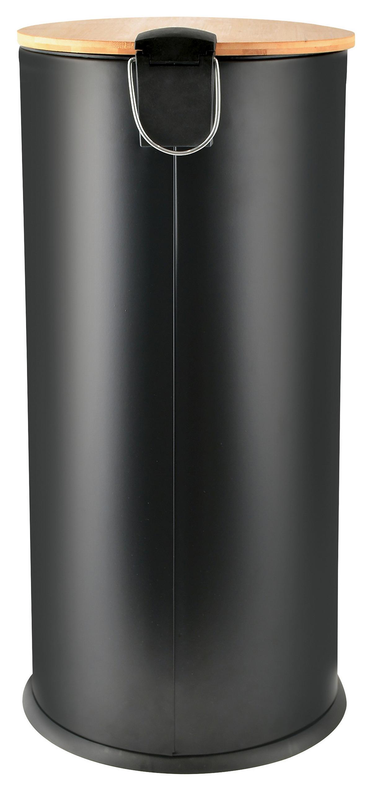 Abfalleimer Stahl Schwarz, 30l Inkl.deckel - Schwarz, Basics, Metall (29,5/63/29,5cm) - Spirella