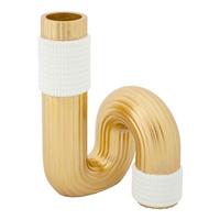 Vase Bann Weiß, Goldfarben B: 10,7 cm - Goldfarben/Weiß, Basics, Kunststoff (10.7/18.3/10.7cm)