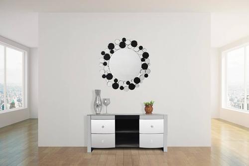 Nástenné zrkadlo ZAMHY-BLK - čierna/strieborná, Basics, kov/sklo (80/80/5cm)
