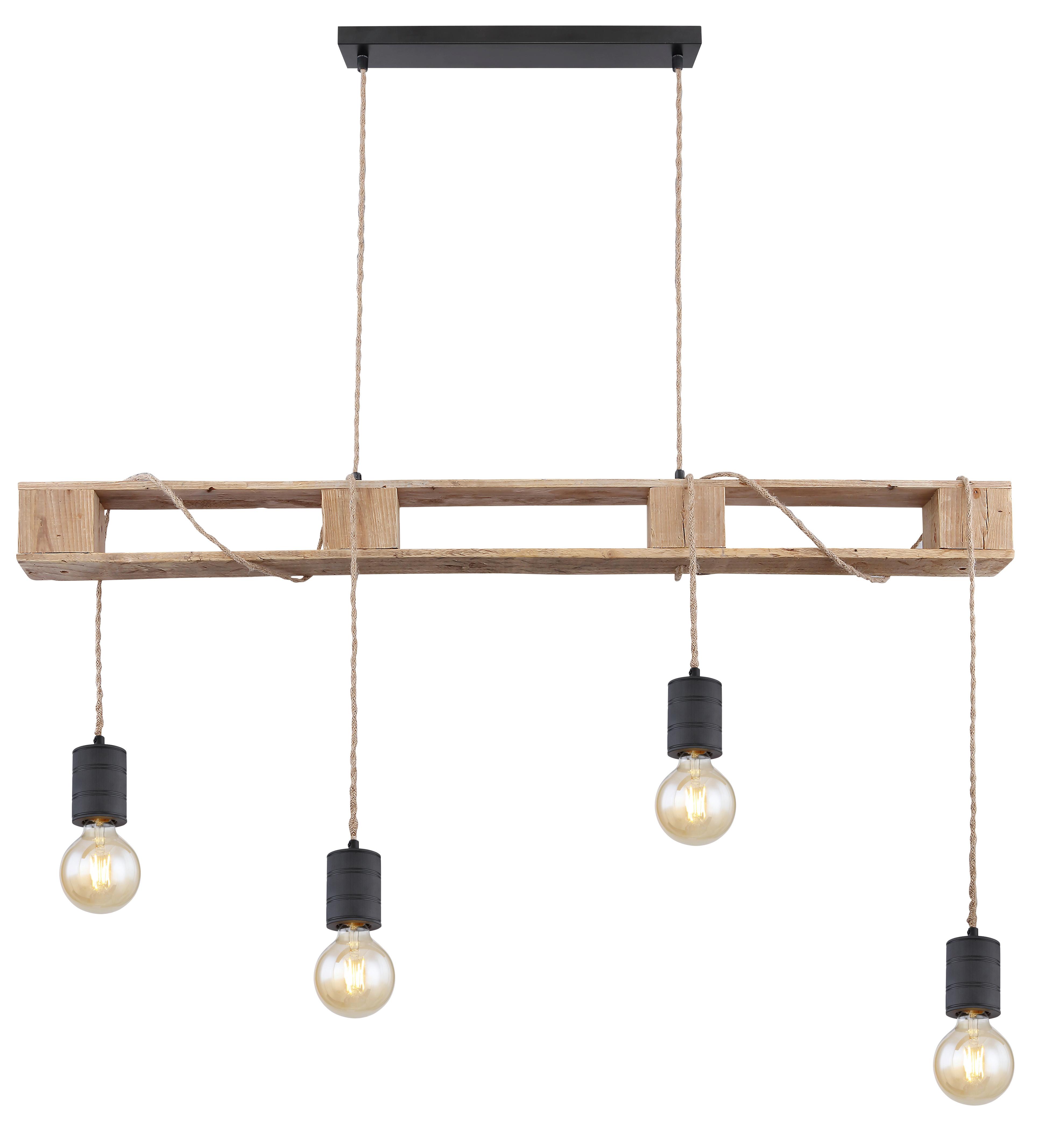 Hängeleuchte Cassia - Schwarz/Braun, LIFESTYLE, Holz/Metall (121/10/120cm) - Globo