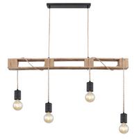 Hängeleuchte Cassia - Schwarz/Braun, LIFESTYLE, Holz/Metall (121/10/120cm) - Globo