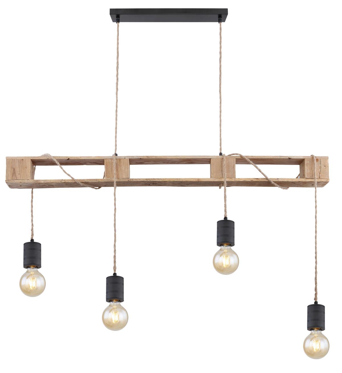 Hängeleuchte Cassia - Schwarz/Braun, LIFESTYLE, Holz/Metall (121/10/120cm) - Globo