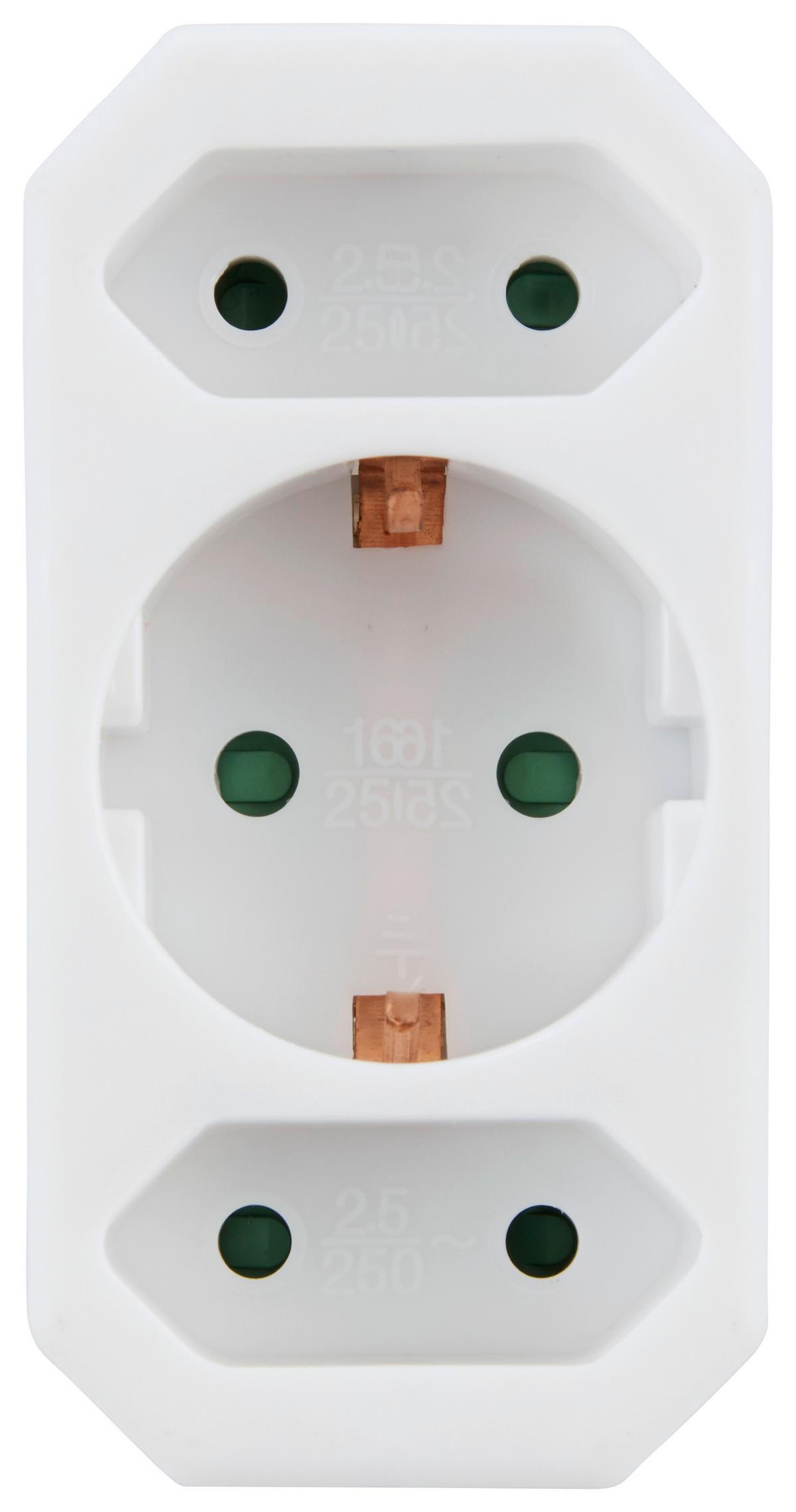 Mehrfachsteckdose 3-Fach Weiß mit Kinderschutz - Weiß, KONVENTIONELL, Kunststoff (9,2/4,8/7,5cm) - Ondega