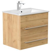 Waschtischkombi Apollo Eichefarben B: 61,5 cm - Eichefarben/Weiß, Basics, Keramik/Holzwerkstoff (61,5/56/46,5cm) - MID.YOU