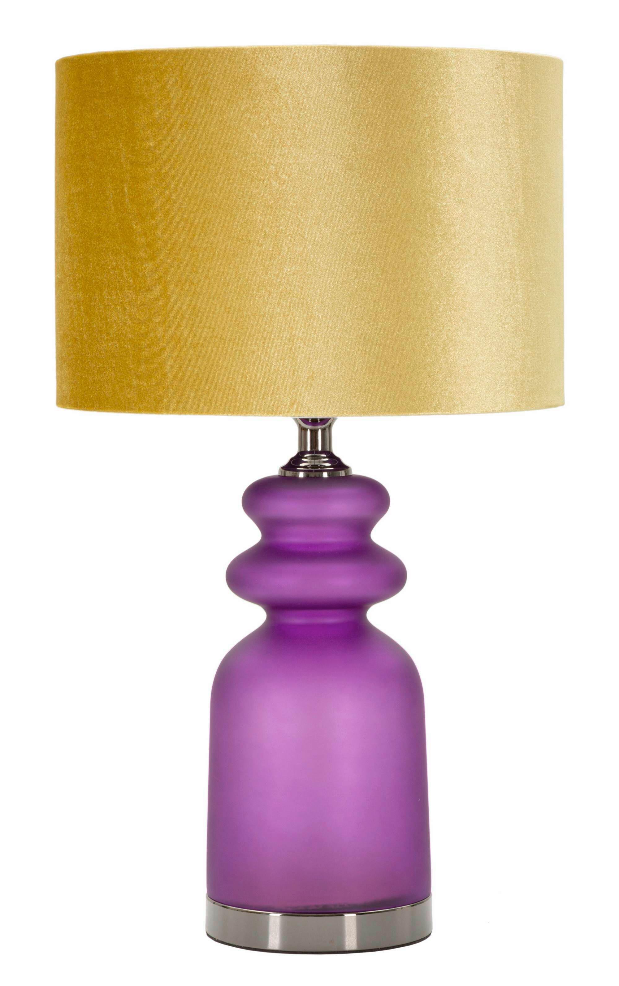 Tischleuchte Milva Two Lila, Gelb B: 32,5 cm - Gelb/Lila, Basics, Glas/Textil (32.5/57.5/32.5cm)