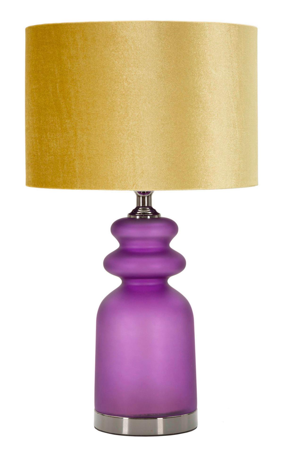 Tischleuchte Milva Two Lila, Gelb B: 32,5 cm - Gelb/Lila, Basics, Glas/Textil (32.5/57.5/32.5cm)