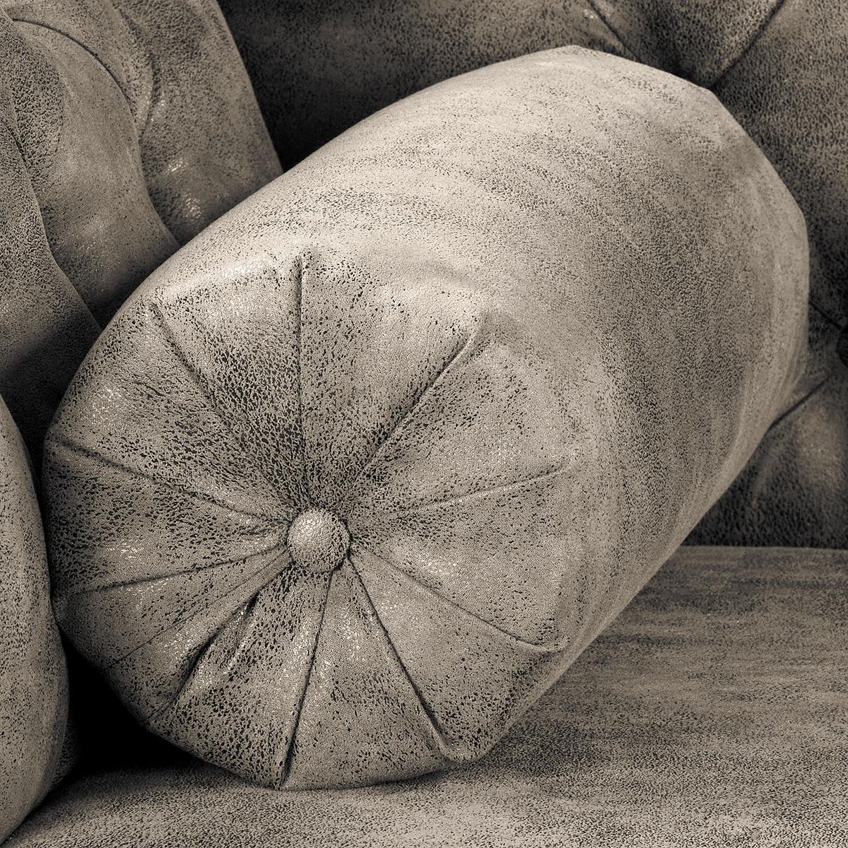 Récamiere Pako Hellgrau B: 185cm - Hellgrau/Braun, Design, Textil (185/93/75cm) - Livetastic