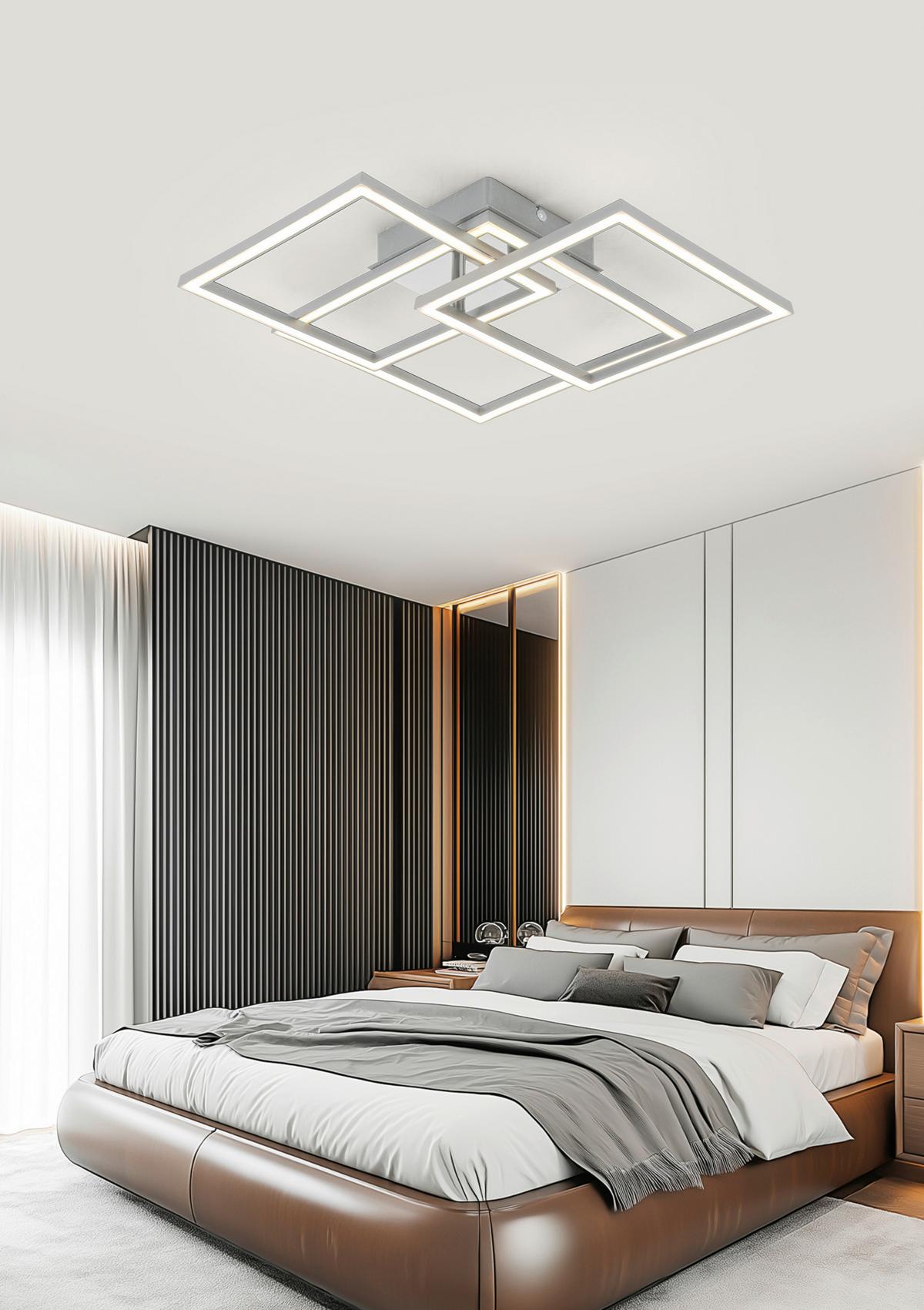 LED-Deckenleuchte Elis - Chromfarben/Silberfarben, MODERN, Kunststoff/Metall (43/43/8cm) - Luca Bessoni