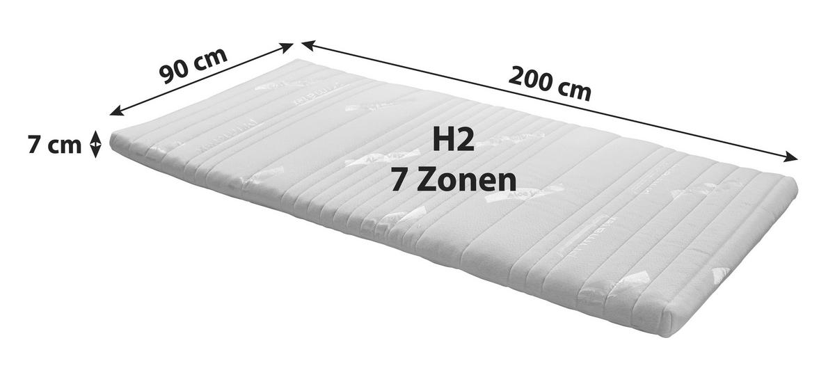 Topper Start 90x200 Cm H2 Polyetherschaumkern - Weiß, KONVENTIONELL, Textil (90/200cm) - Livetastic
