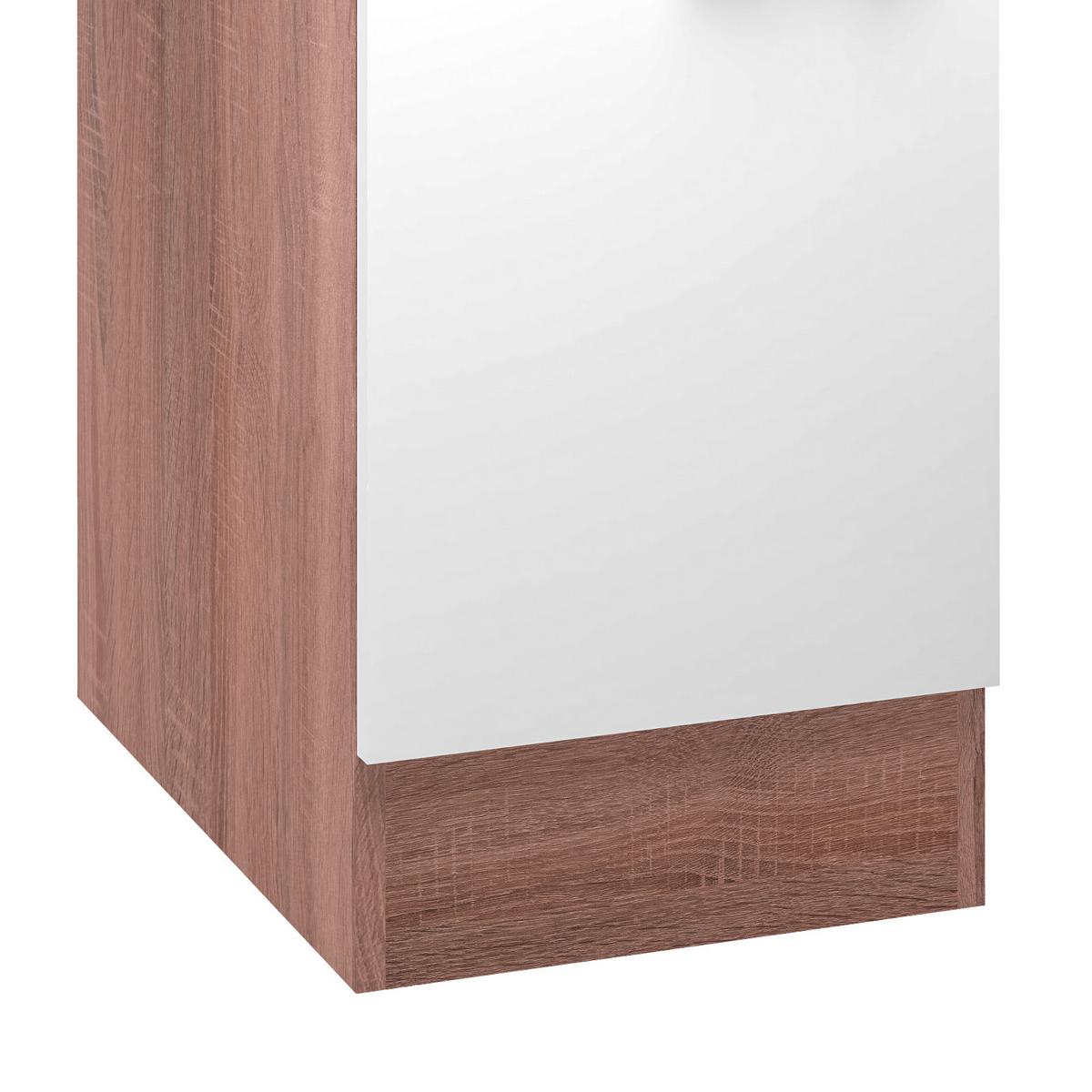 Küchenunterschrank Samoa B: 40 cm Weiß/Eiche Dekor mit Lade - Weiß/Sonoma Eiche, KONVENTIONELL, Holzwerkstoff (40/85/57cm)