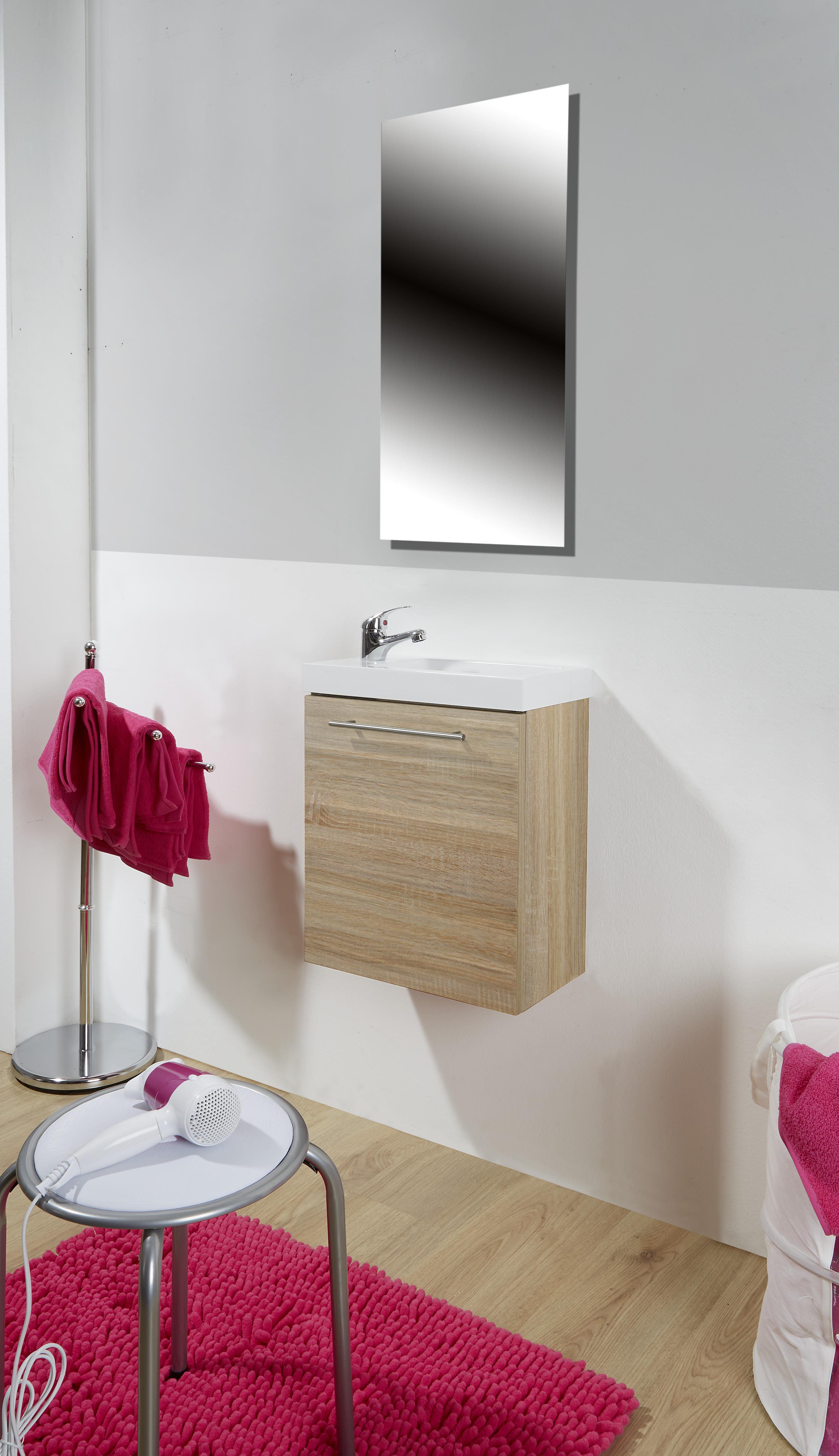 Kúpeľňová Skrinka Becken Fantasy, Š: 40cm - farby duba/farby ušľachtilej ocele, Moderný, kov/kompozitné drevo (40/49/22cm)