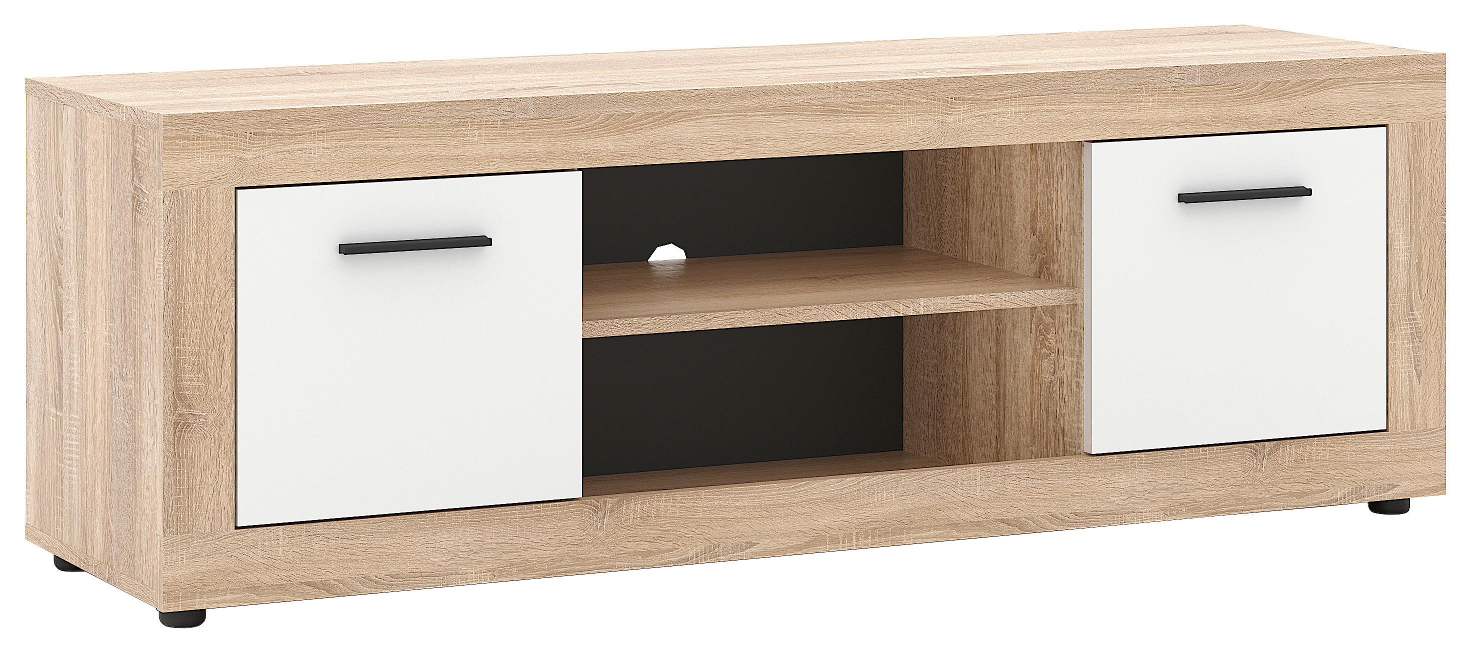 TV diel LUNA biela/sonoma - čierna/biela, Design, kompozitné drevo/plast (140/48/40cm) - MID.YOU