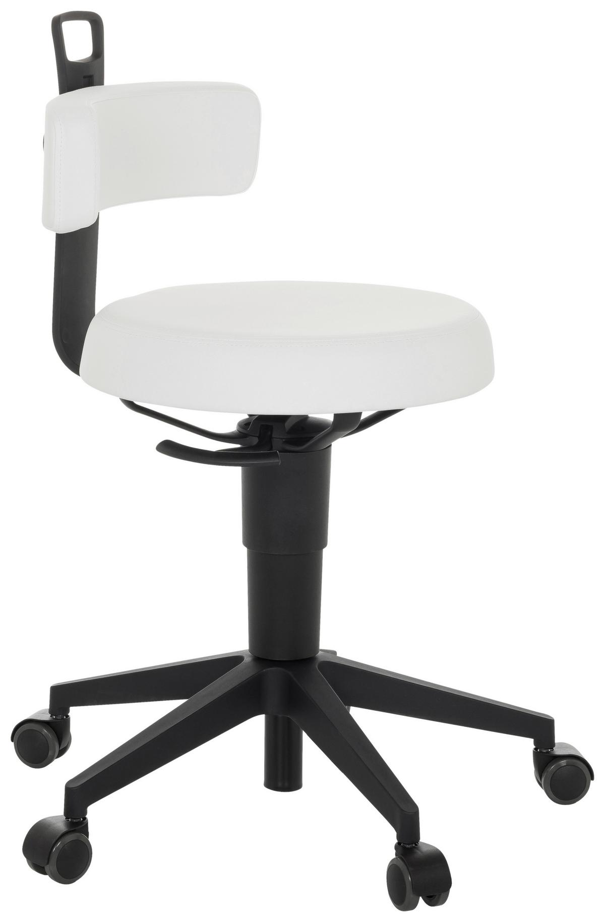 Bürohocker Top Work Flex Pu - Schwarz/Weiß, Basics, Leder/Kunststoff (40/74-86/46cm) - MID.YOU