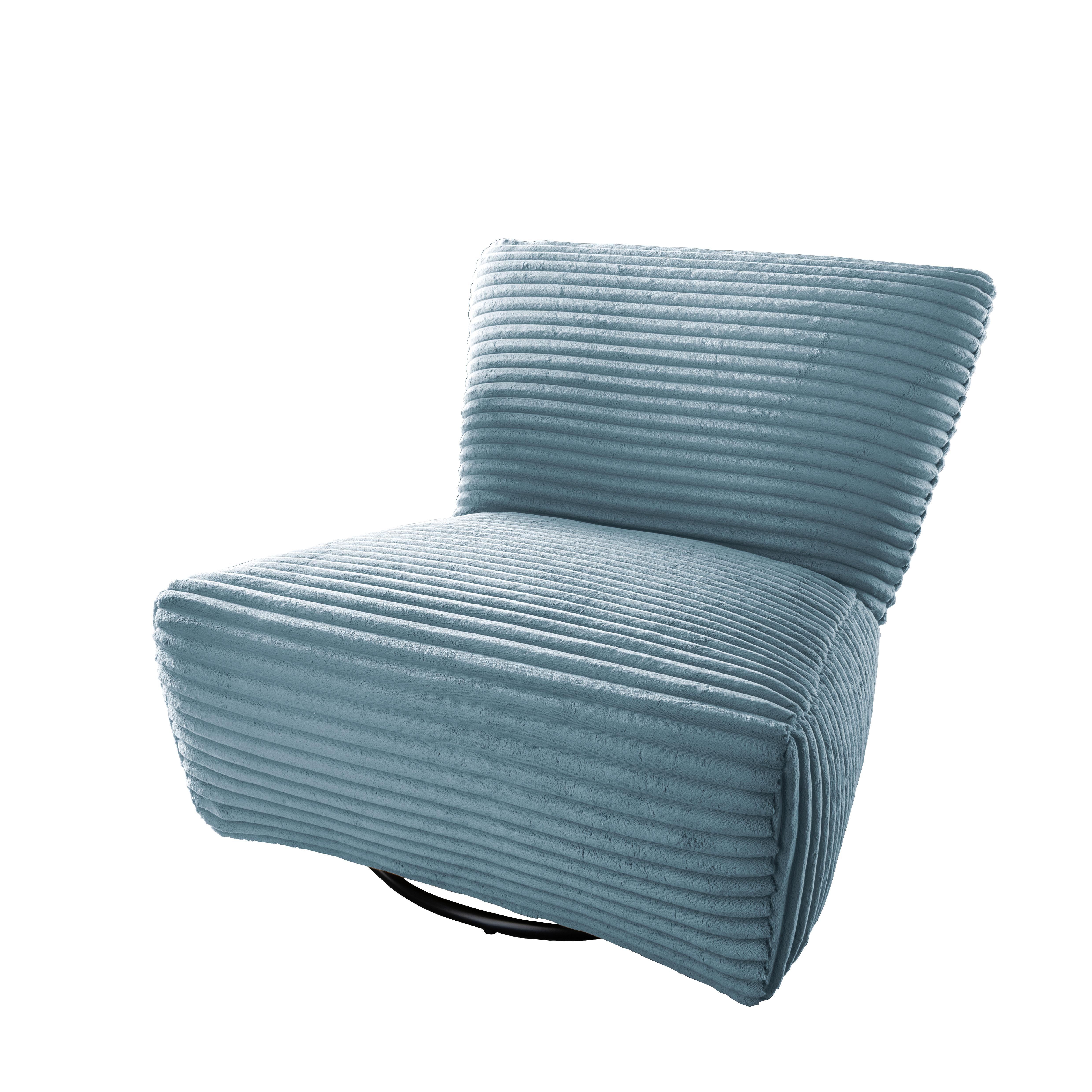 XXL-Sessel Cremallo Hellblau 360° drehbar, B: 95 cm - Schwarz/Hellblau, Trend, Textil (95/77/94cm) - Livetastic