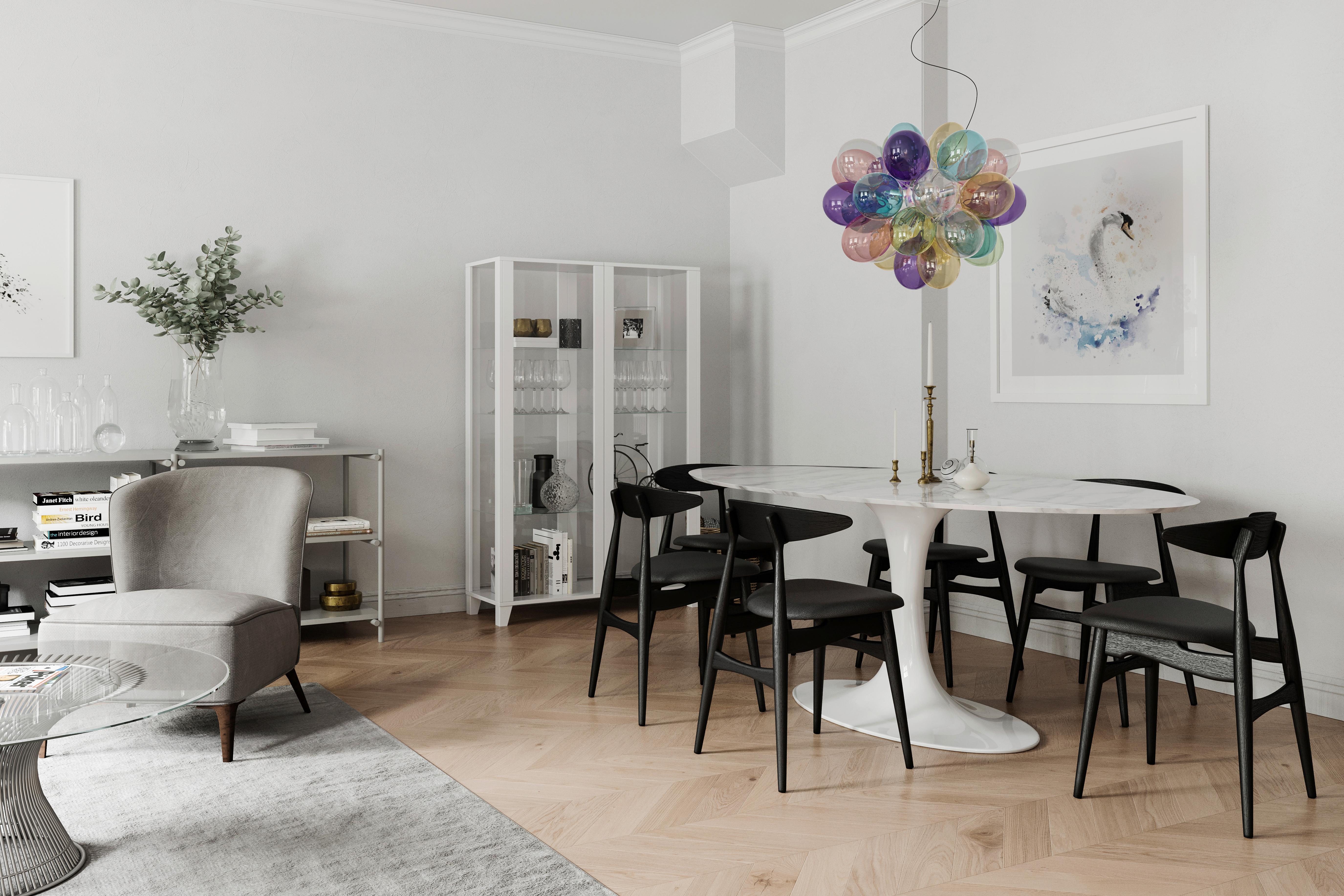 Hängeleuchte Corby H: 45 cm 8-Flammig Aus Buntem Glas - Türkis/Transparent, Design, Glas (50/45cm) - By Rydéns