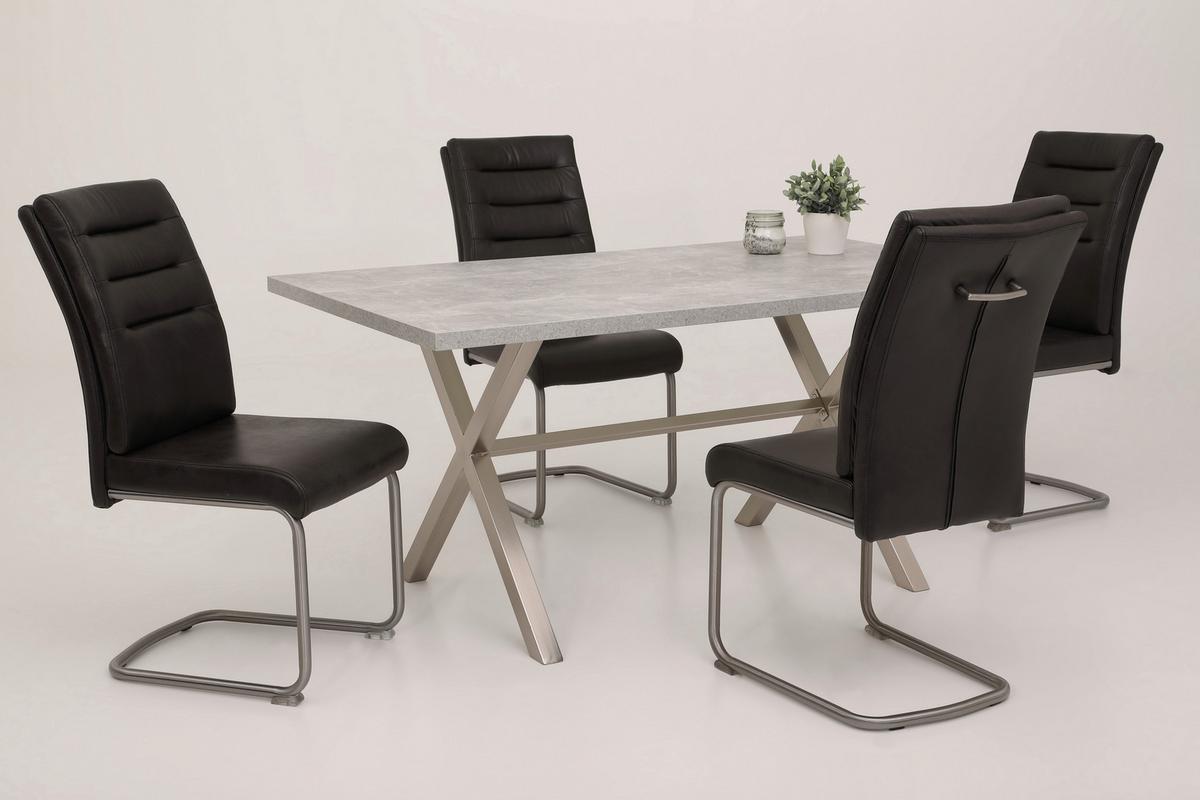 Schwingstuhl Paula Anthrazit Lederlook 5er-Set - Edelstahlfarben/Anthrazit, MODERN, Textil/Metall (45/102/65cm) - MID.YOU